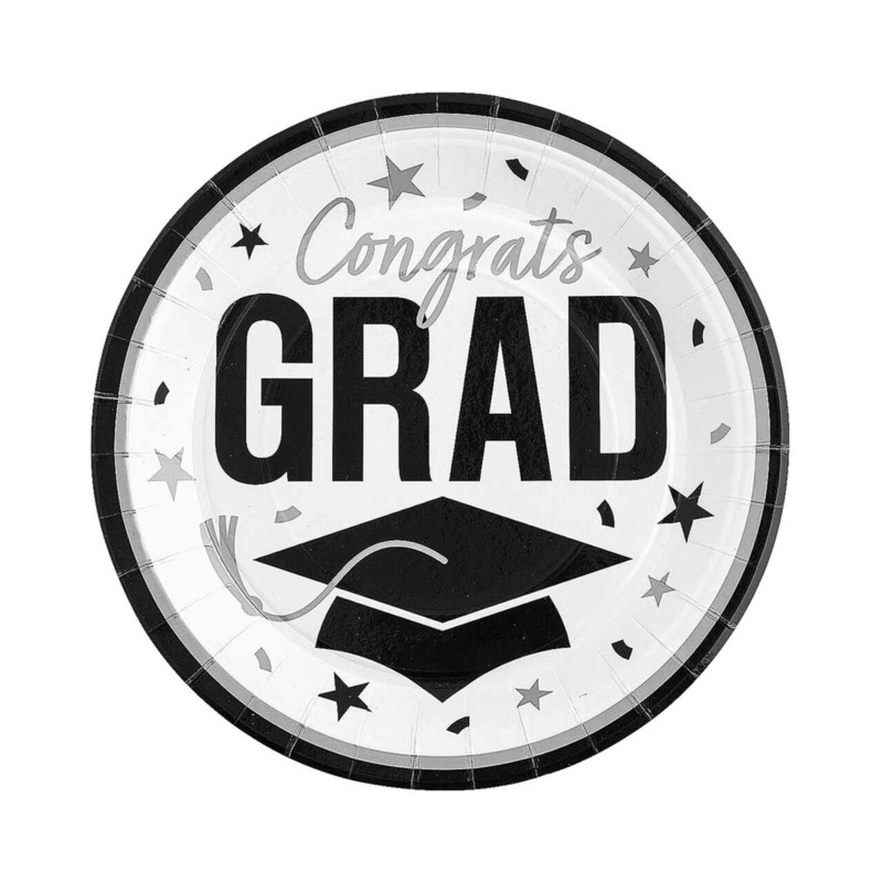 Congrats Grad Round Paper Dinner Plates 9 Inch 25 Count Graduation Party Tableware